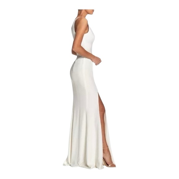 Dress the Population Iris Slit Crepe Gown in White NWOT - Picture 5 of 9